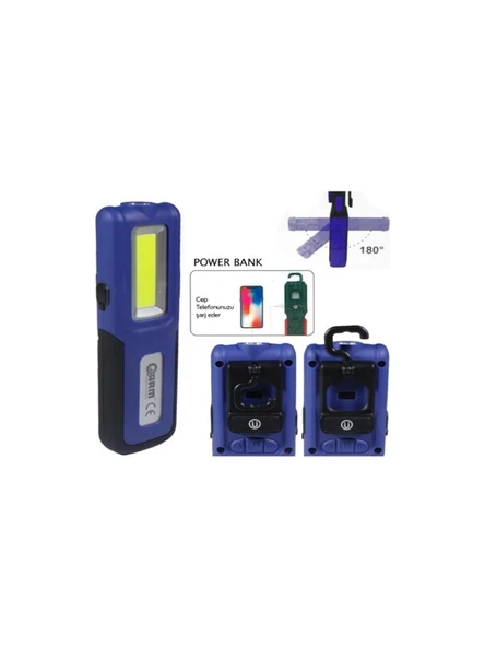 Arm Şarjlı LED Fener Mıknatıslı Lamba Powerbank 420 Lümen