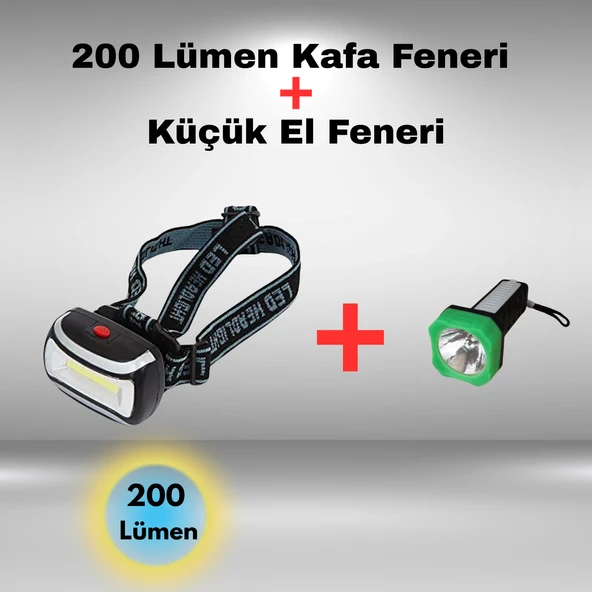 PANTHER PT-5018 200 Lümen Kafa Feneri Lambası + KH-168 Küçük El Feneri