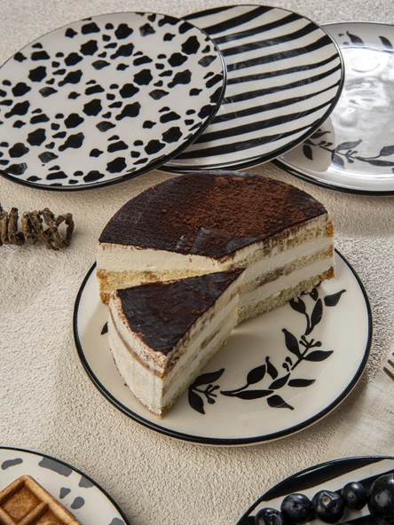 Handmade Trendy All in Black 6 lı Pasta Seti 19 cm - Resim 6