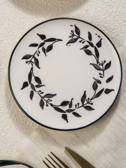 Handmade Trendy All in Black 6 lı Pasta Seti 19 cm - Resim 3