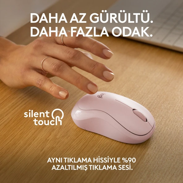 Logitech M240 Sessiz Kompakt Kablosuz Bluetooth Mouse - Pembe - 3