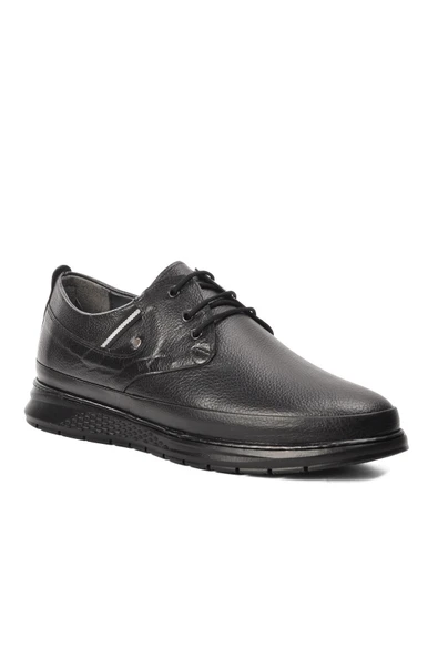 Aspor Siyah Hakiki Deri Erkek Günlük Ayakkabı - Resim 3
