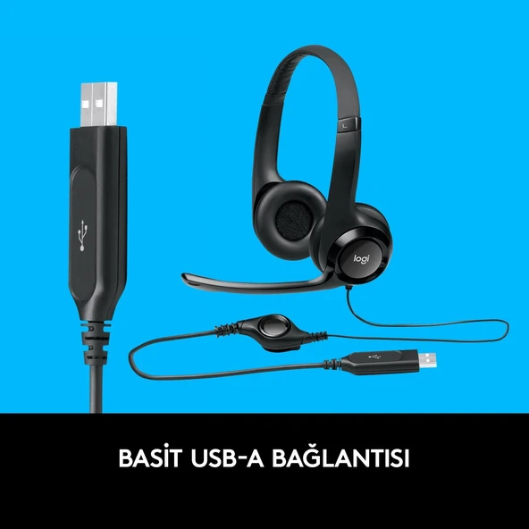 Logitech H390 USB Gürültü Önleyici Mikrofonlu Kulaklık - Siyah - Resim 5