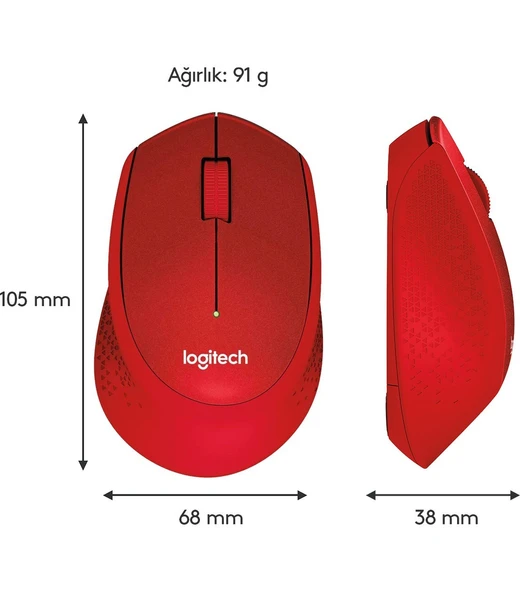 Logitech M330 Sessiz Kablosuz Optik Mouse - Kırmızı - 7