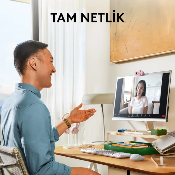 Logitech BRIO 100 Full HD 1080p Gizlilik Kapaklı Mikrofonlu Web Kamerası - Pembe - 2