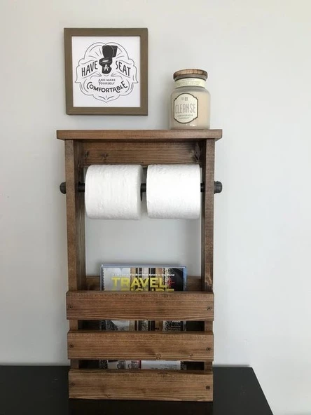 KUZELA  Ahşap Tuvalet Kağıtlığı - 2