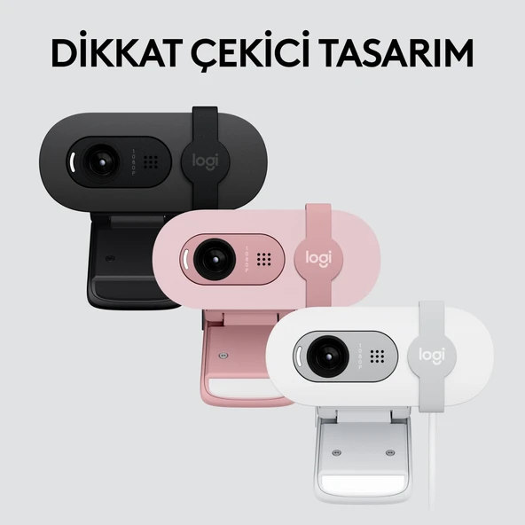Logitech BRIO 100 Full HD 1080p Gizlilik Kapaklı Mikrofonlu Web Kamerası - Pembe - 8