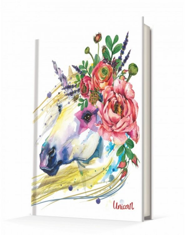 Deffter Unicorn Flower 96 Yaprak Çizgili Sert Kapak Defter