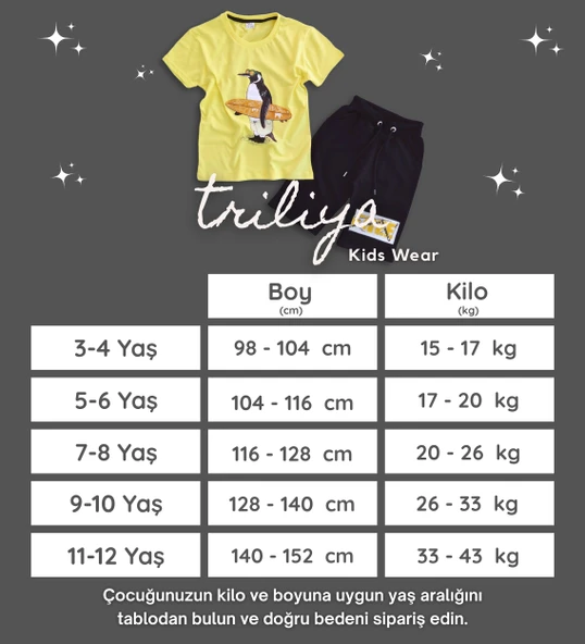 Triliya Pamuklu Unisex Çocuk Kapri Takımı (Cepli & Kordonlu, 3-12 Yaş) TRL-29 - 8