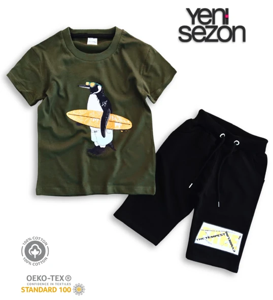 Triliya Pamuklu Unisex Çocuk Kapri Takımı (Cepli & Kordonlu, 3-12 Yaş) TRL-29 - 5