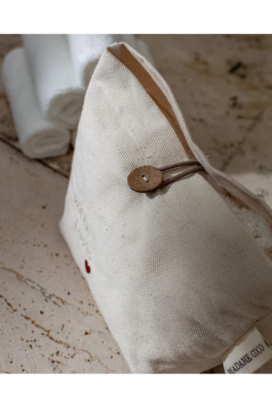 Solene 6'lı Pamuklu Havlu Seti - Beyaz/Kırmızı - Resim 3