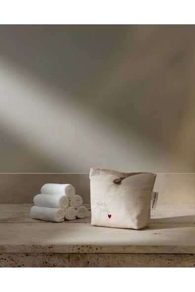 Solene 6'lı Pamuklu Havlu Seti - Beyaz/Kırmızı ürün görseli 1