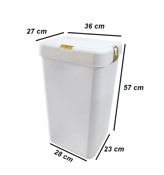Geseus Motek Tekli 40 Lt Kirli Çamaşır Sepeti+Çamaşır Selesi Ikili Set, Çeyiz Seti Gold+Beyaz - 3