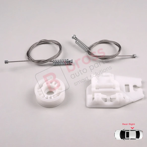 BMW 3 Serisi E46 1998-2005 4/5 Kapı 51358212100 İçin Arka Sağ Kapı Cam Kriko Tamir Seti - Resim 3