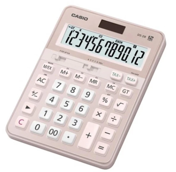 Casio DS-2B-PK Pembe Profesyonel 12 Hane Masa Üstü Hesap Makinesi ürün görseli 1