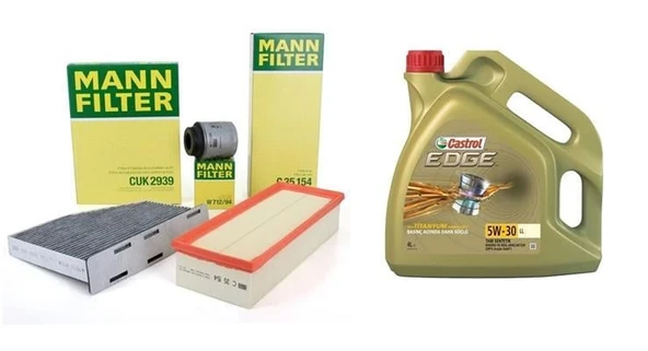 Volkswagen Golf 6 1.4 TSI 160 BG Periyodik Bakım Filtre Seti Mann Marka Castrol Motor Yağlı