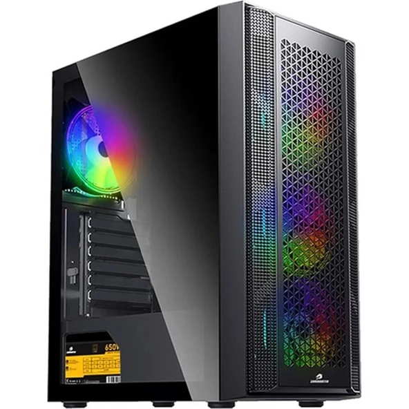 GameboosterGB-PE05B 600w 80+ USB3.0 Full Siyah Tempered Glass RGB Fanlı kasa