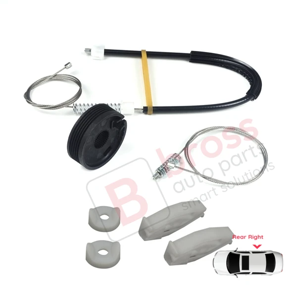 Renault Megane MK1 1996-2003 Cabrio Convertible 7700848451 İçin Elektrikli Arka Sağ Cam Kriko Seti - Resim 5