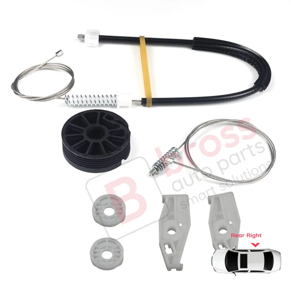 Renault Megane MK1 1996-2003 Cabrio Convertible 7700848451 İçin Elektrikli Arka Sağ Cam Kriko Seti - Resim 3