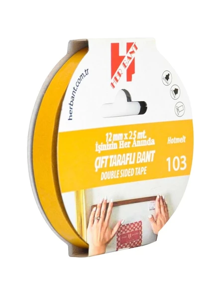 Herbant PP Hotmelt Çift Taraflı Bant 12mmx25mt
