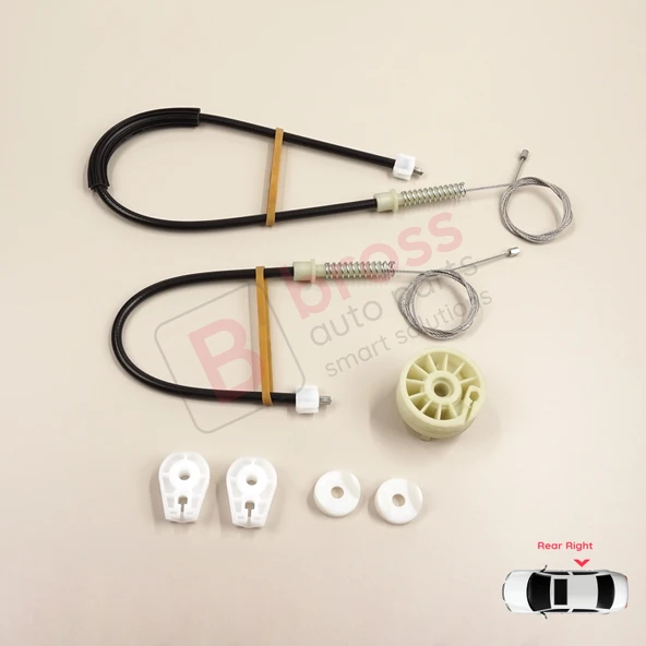 Renault Megane MK2 2002-2009 CC Cabriolet Convertible İçin Elektrikli Arka Sağ Cam Kriko Tamir Seti ürün görseli 1