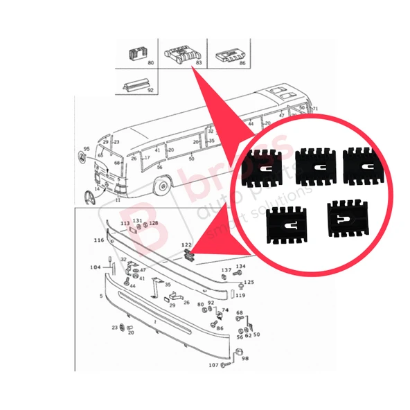 Mercedes Travego için Cam Kenar Klipsi A0079882378 5 Adet - Resim 4