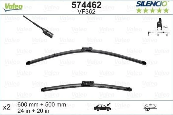 VALEO 574462 | Silgi Süpürgesi Tk 60 + 50Cm 09-Aı.A4-A5-Q3-Q5 Flat Blade