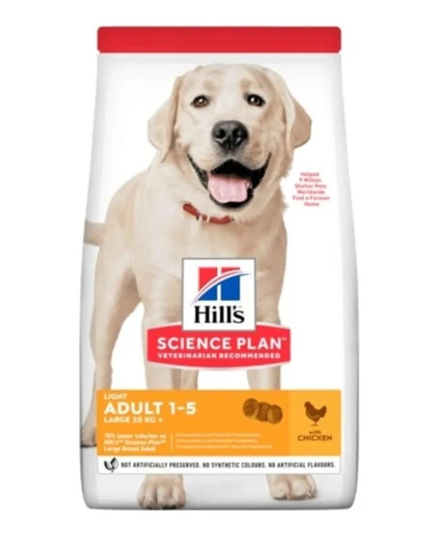 Hill's Adult Light Büyük Irk Tavuklu Yetişkin Köpek Maması 1 KG Açık Mama - 1