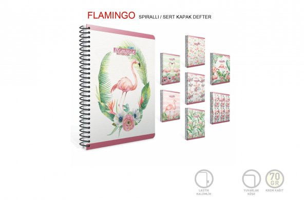 Gıpta Flamingo 17x24 100 Yaprak Çizgili Sert Kapak Spiralli Defter