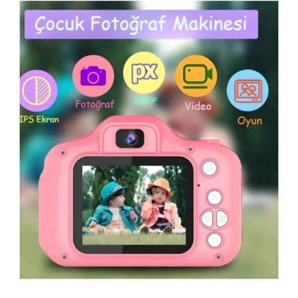 Ozmik CMR9 PLUS  Mini 1080p Hd Çocuk Kamera Dijital Fotoğraf Makinesi 2.0 Inç Ekran 13Mp 2025 PEMBE - 3