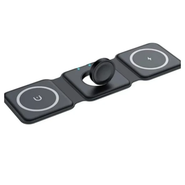 Ozmik 3'ü 1 arada MegaSafe Uyumlu Katlanabilir Manyetik Kablosuz Şarj Cihazı Pedi Hepsi Bir Arada - Resim 3