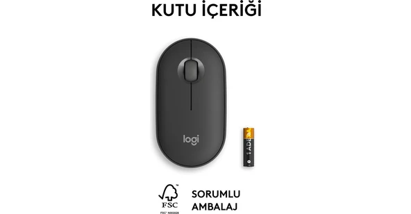 Logitech M350s Pebble 2 Bluetooth Kablosuz Sessiz Kompakt Mouse - Siyah - Resim 9