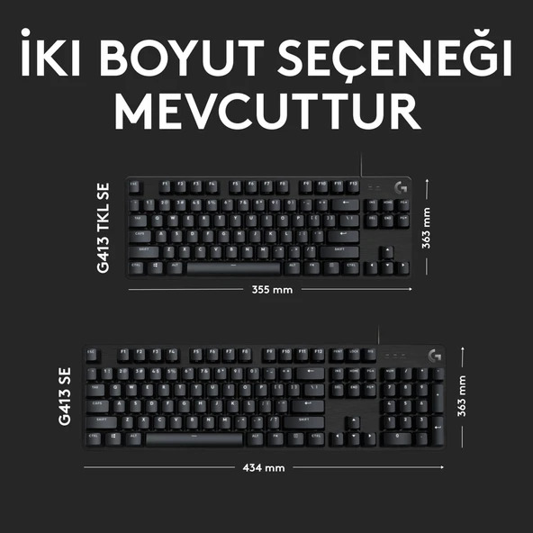 Logitech G413 TKL Kablolu Mekanik Oyuncu Klavyesi 920-010564 - Resim 7