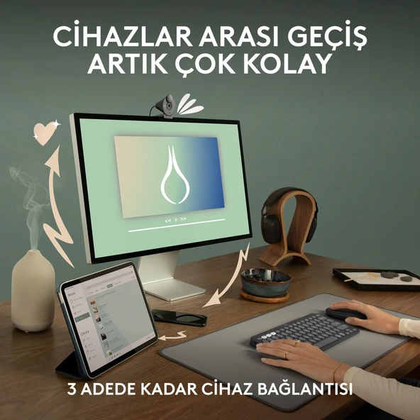 Logitech M350s Pebble 2 Bluetooth Kablosuz Sessiz Kompakt Mouse - Siyah - Resim 3