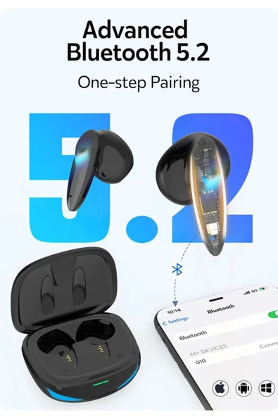 Ozmik  G10 Bt 5.2 Düşük Gecikmeli Kablosuz Dokunmatik Gaming Bluetooth Oyuncu Kulaklığı BEYAZ - 2