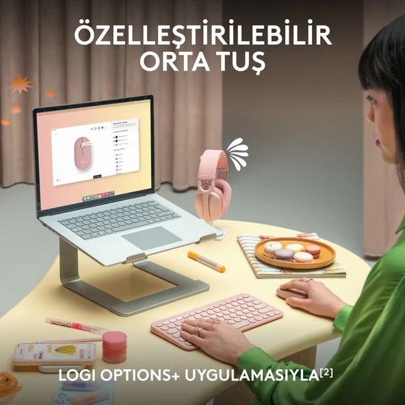 Logitech M350s Pebble 2 Bluetooth Kablosuz Sessiz Kompakt Mouse - Siyah - Resim 4