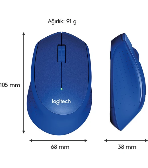 Logitech M330 Sessiz Kablosuz Optik Mouse - Mavi - Resim 7