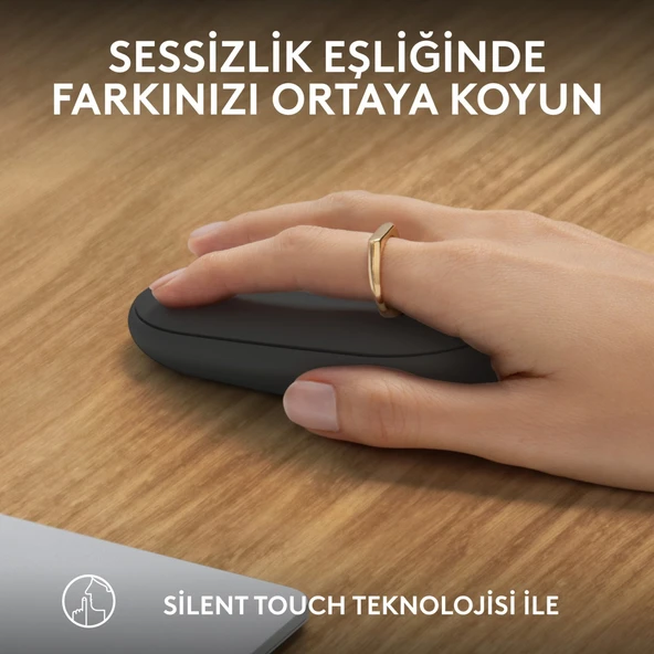 Logitech M350s Pebble 2 Bluetooth Kablosuz Sessiz Kompakt Mouse - Siyah - Resim 5