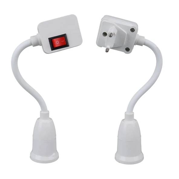 LEDX DY-105 PRİZİ E27 DUYA DÜNÜŞTÜRÜCÜ AÇMA KAPAMA ANAHTARLI OYNAR BAŞLIKLI DUY - 3