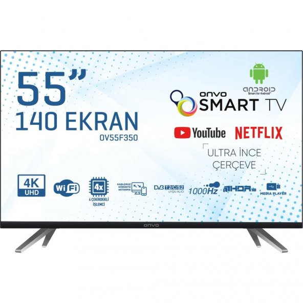 Onvo OV55F350 55" 140 Ekran Uydu Alıcılı 4K Smart LED Tv - 1