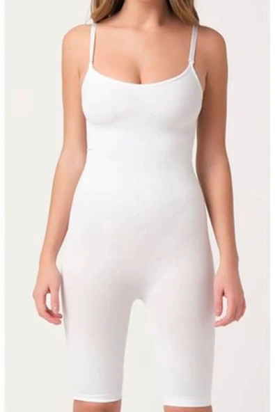 Özel Üretim Toparlayıcı Şekillendirici İz Göstermez Rahat Şık Beyaz Kadın Paçalı Boy Dikişsiz Korse ürün görseli 1