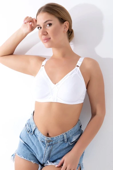 Yeni Sezon Günlük Kullanım Rahat Şık Kadın Zarif Beyaz Dikişsiz Toparlayıcı Sütyen - 3