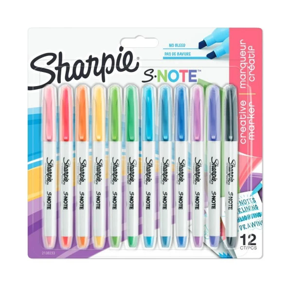 Sharpie S-Note 12 Renk Creative Markör İşaretleme Kalemi Seti 