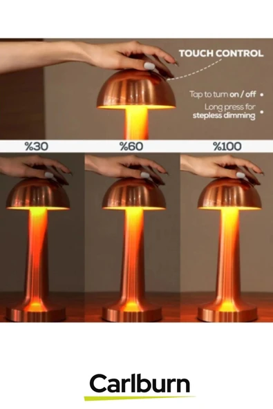 Özel Tasarım 3 Modlu 23 cm x 9 cm Modern Aç/Kapa Butonlu Mantar Dokunmatik LED Masa Lambası - 4