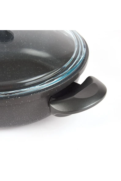 3 Parça Granit Tencere Tava Seti - Gri - 26 cm - 4