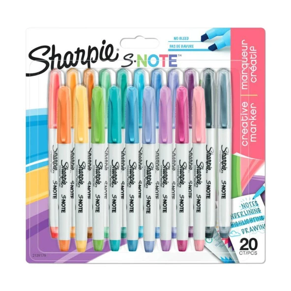 Sharpie S-Note 20 Renk Creative Markör İşaretleme Kalemi Seti