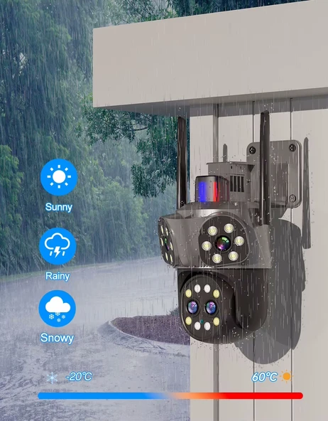 Mpia Orino 4 Lens 10X Zoom 8MP  360° Görüş Hareketli  Waterproof Gece Görüş Sesli Görüşme Akıllı Kamera  - 6