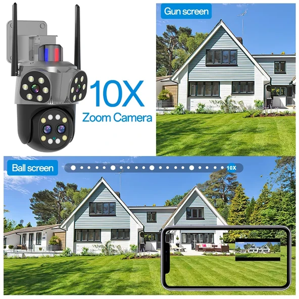 Mpia Orino 4 Lens 10X Zoom 8MP  360° Görüş Hareketli  Waterproof Gece Görüş Sesli Görüşme Akıllı Kamera  - 3