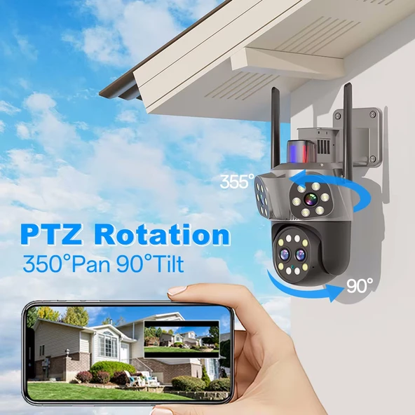 Mpia Orino 4 Lens 10X Zoom 8MP  360° Görüş Hareketli  Waterproof Gece Görüş Sesli Görüşme Akıllı Kamera  - 5
