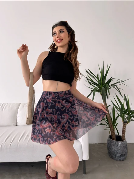 Kadın Desenli Şort etek